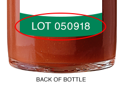 Image of the lot number on the bottle