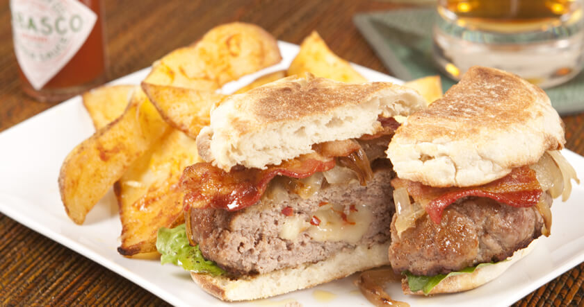 Molten Bacon Cheeseburger & Spicy Parmesan Fries