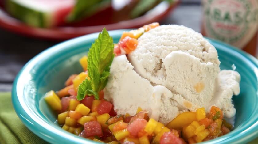 Tequila Fruit Salsa with Ice Cream