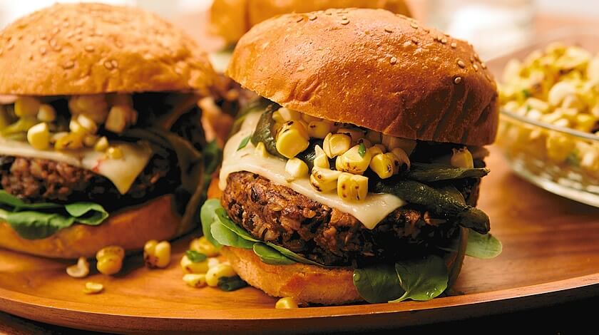 Smoky Black Bean Burger with Corn Relish