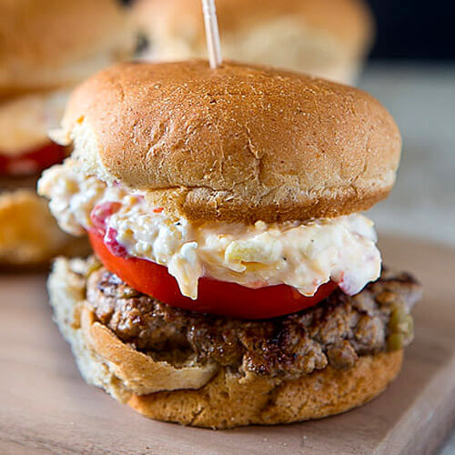 Green Chile Pimento Cheese Beef Sliders