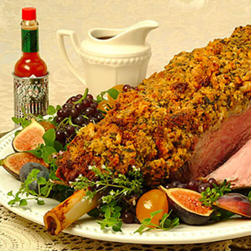 Leg of Lamb With Zesty Mustard Crumb Crust