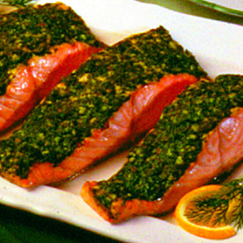 Salmon With Parsley-Almond Pesto