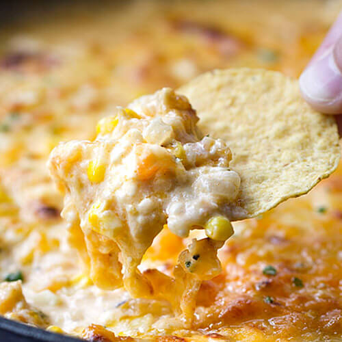 Cheesy Chipotle Shrimp and Corn Dip