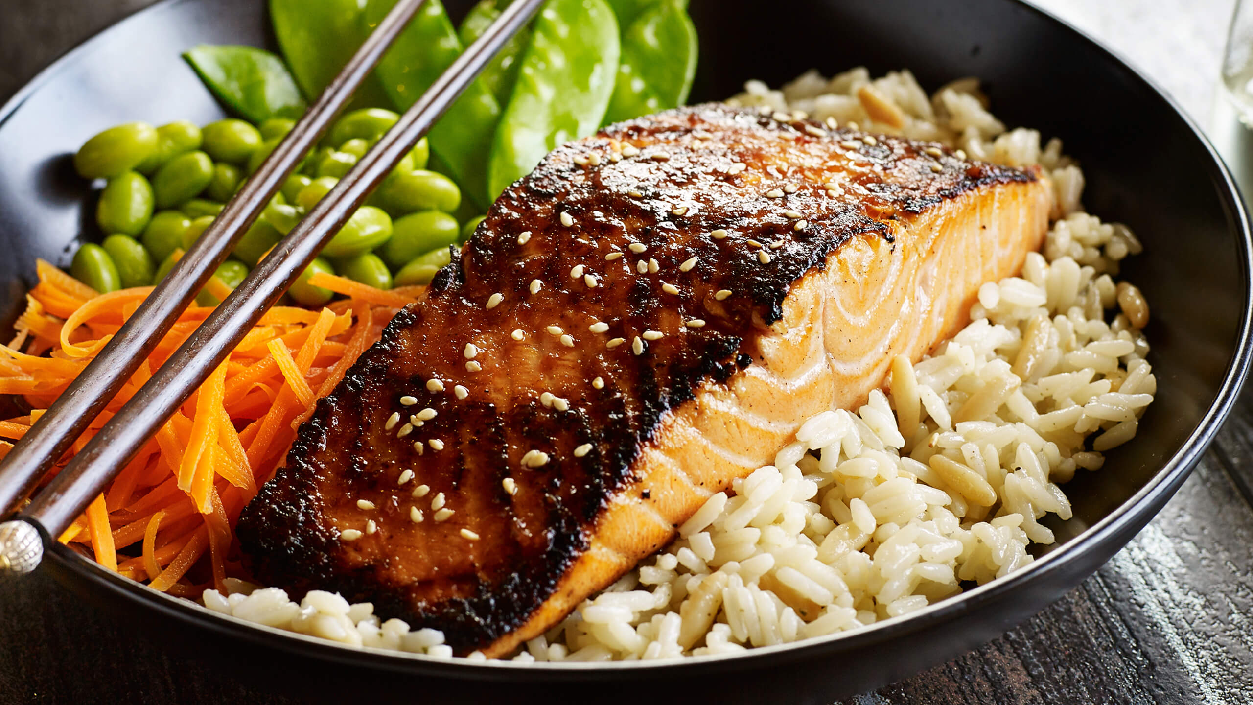 Sriracha Bourbon Salmon Bowl