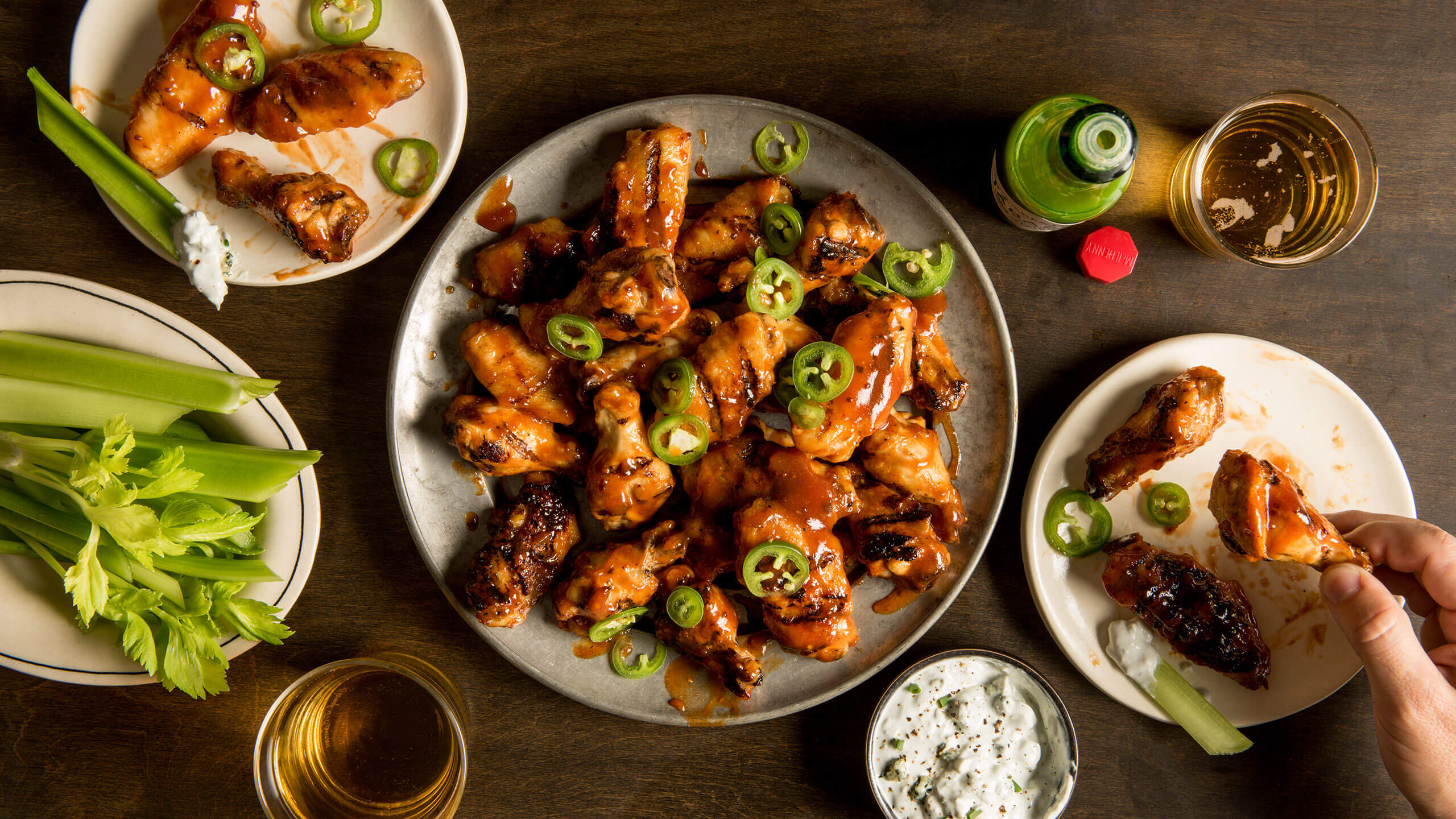 Grilled Chicken Wings with Jalapeño BBQ Sauce