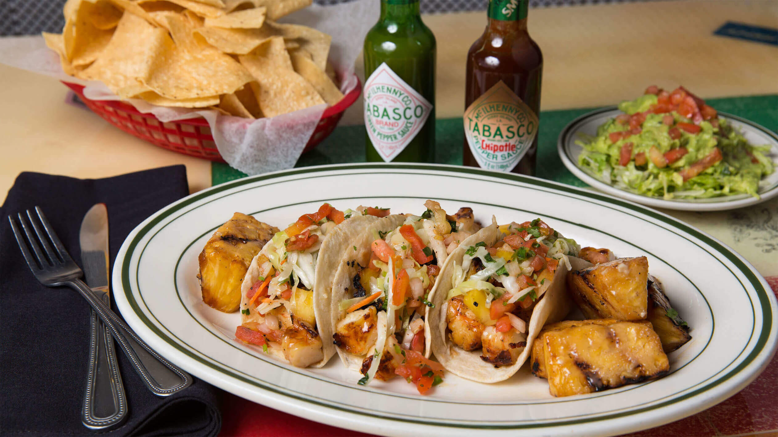 Grilled Shrimp Tacos with Jalapeño Pineapple Slaw