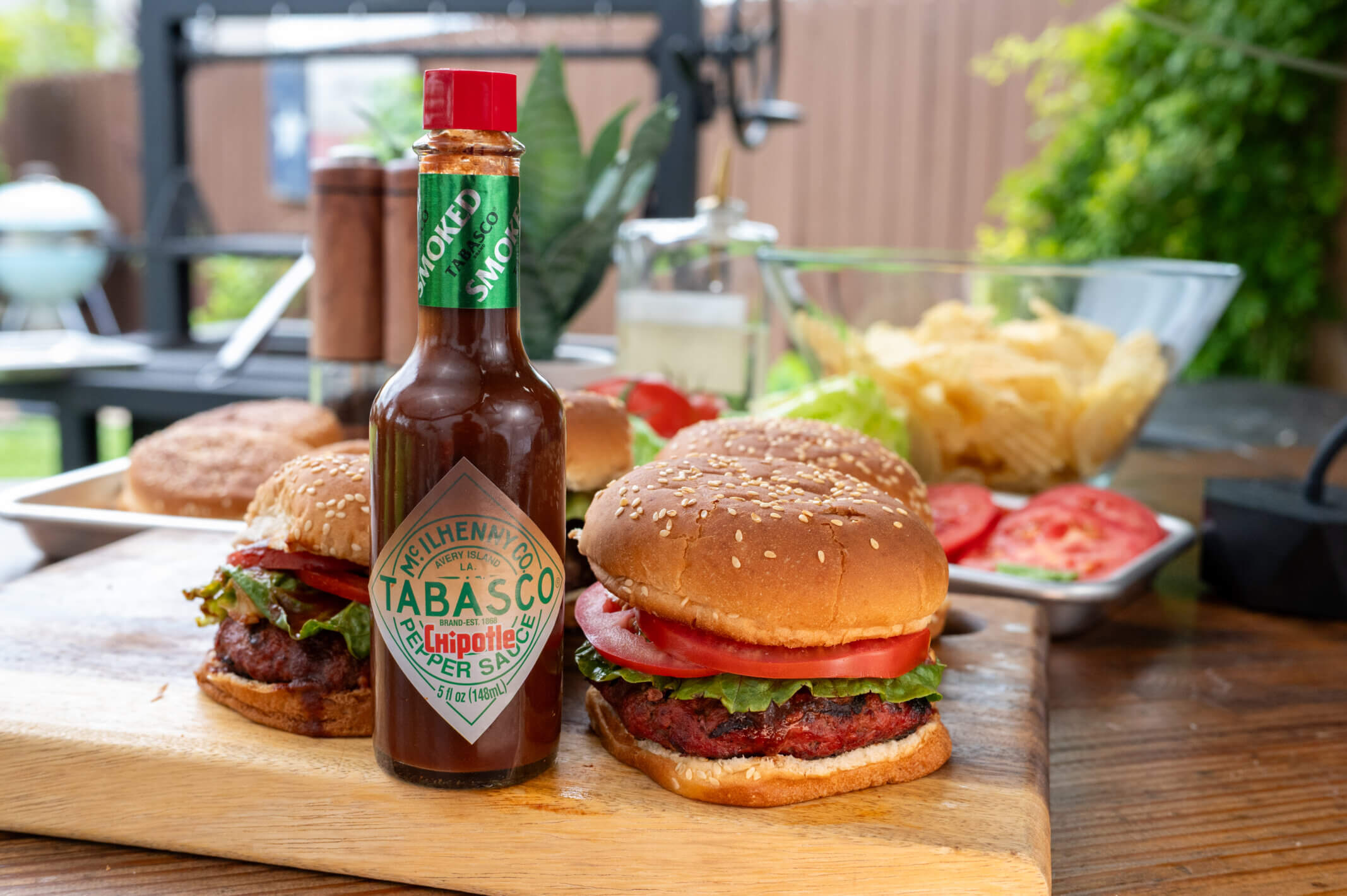 Smoky Chipotle Burger spiced with TABASCO® Brand Chipotle Pepper Sauce