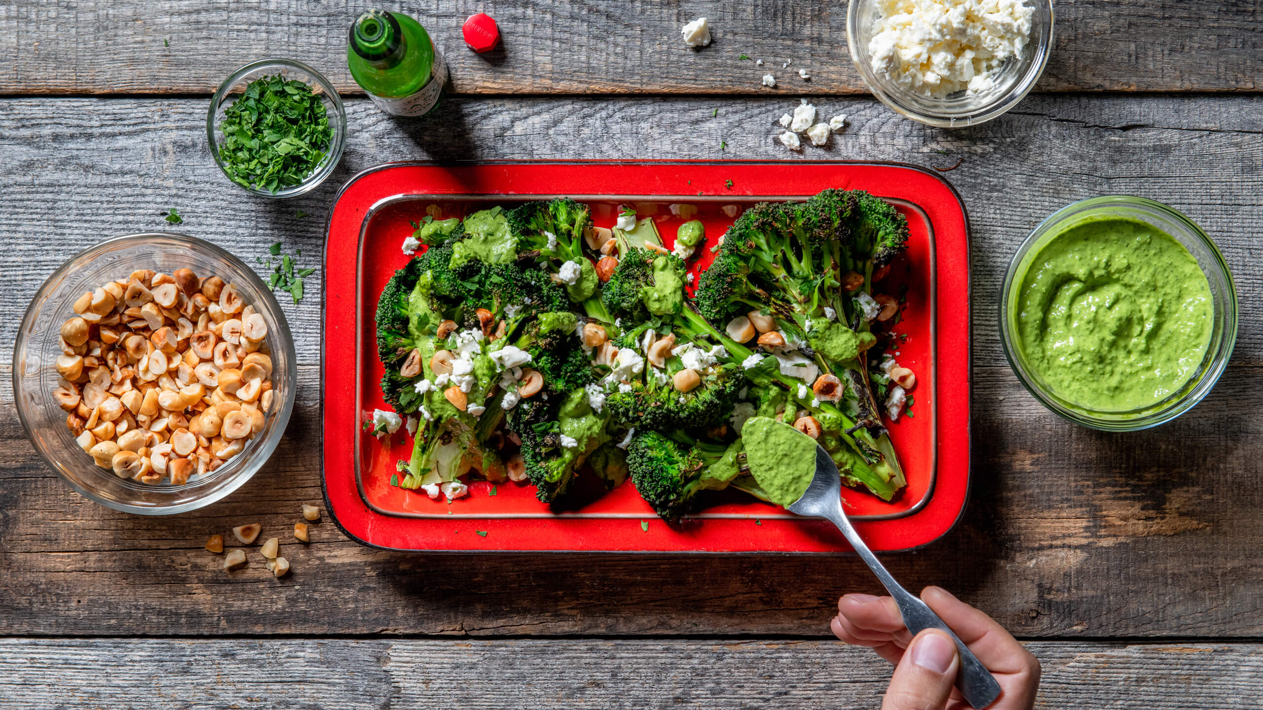 Chargrilled Broccoli with Green Tahini Sauce