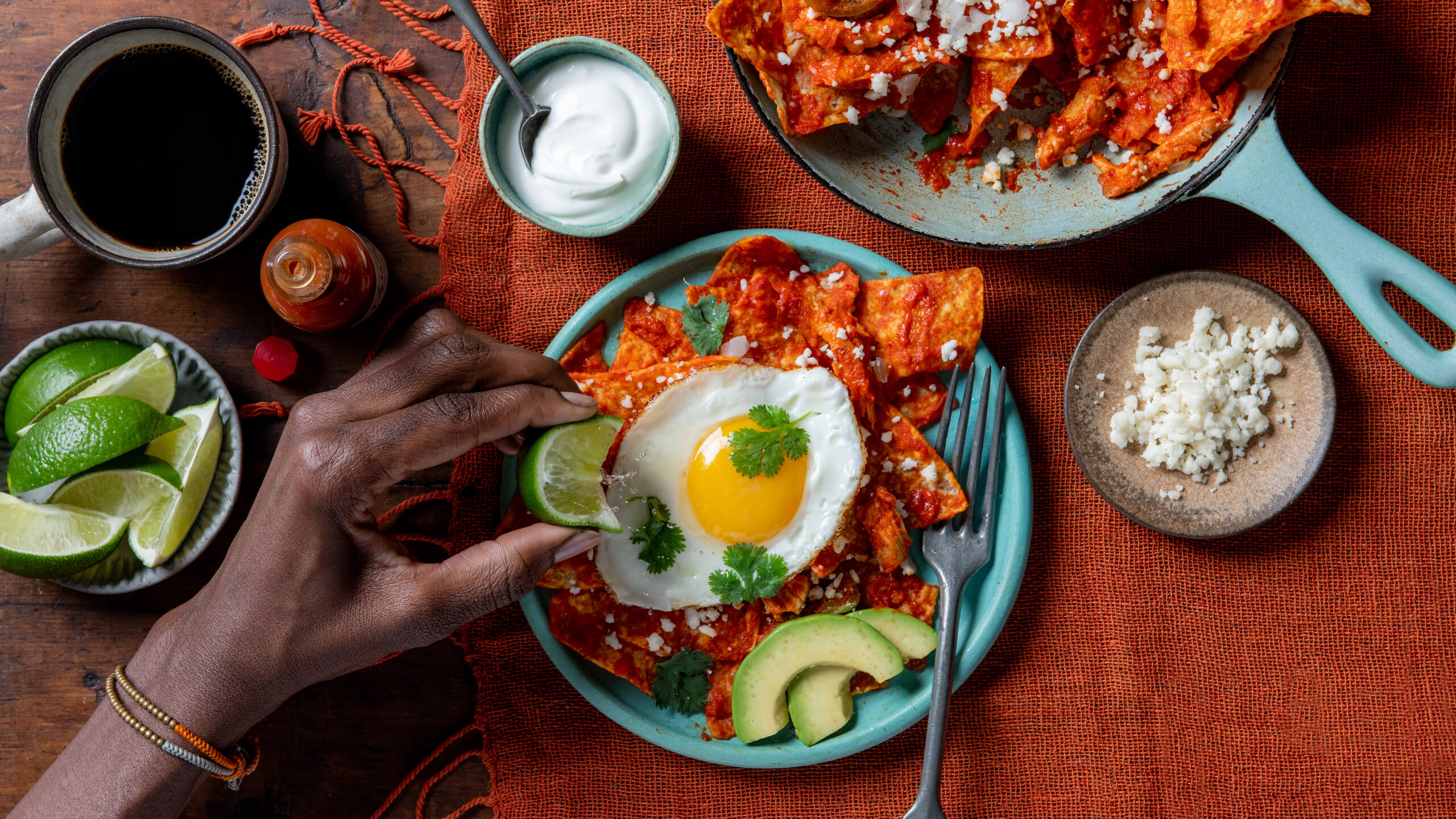 Chilaquiles Rojo with Chicken