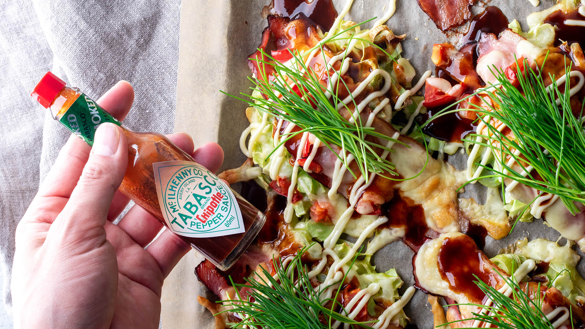 Okonomiyaki with TABASCO® Chipotle Sauce