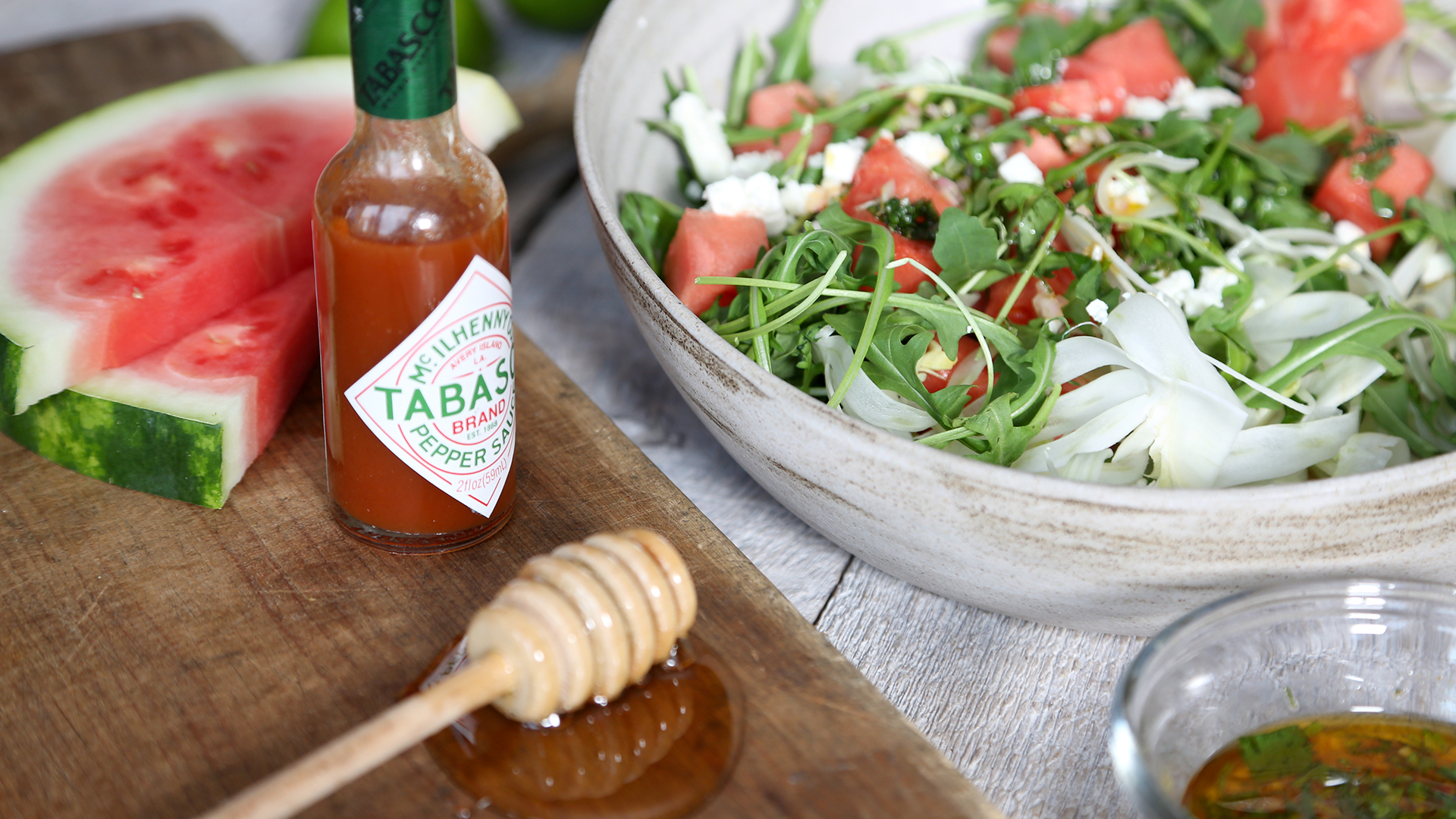 Mixed Leaf & Watermelon Salad with Spiced Honey and Lime Dressing