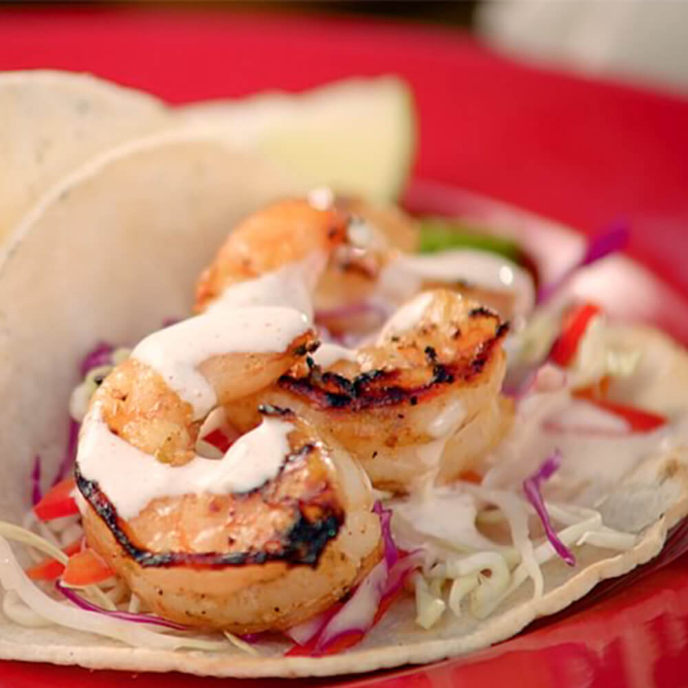 Lime-Grilled Shrimp Tacos with Chipotle Crema