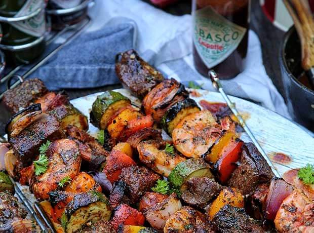 Chipotle-Spiced Pacific Prawn and Piedmontese Ribeye Skewers Chipotle-Spiced Pacific Prawn and Piedmontese Ribeye Skewers