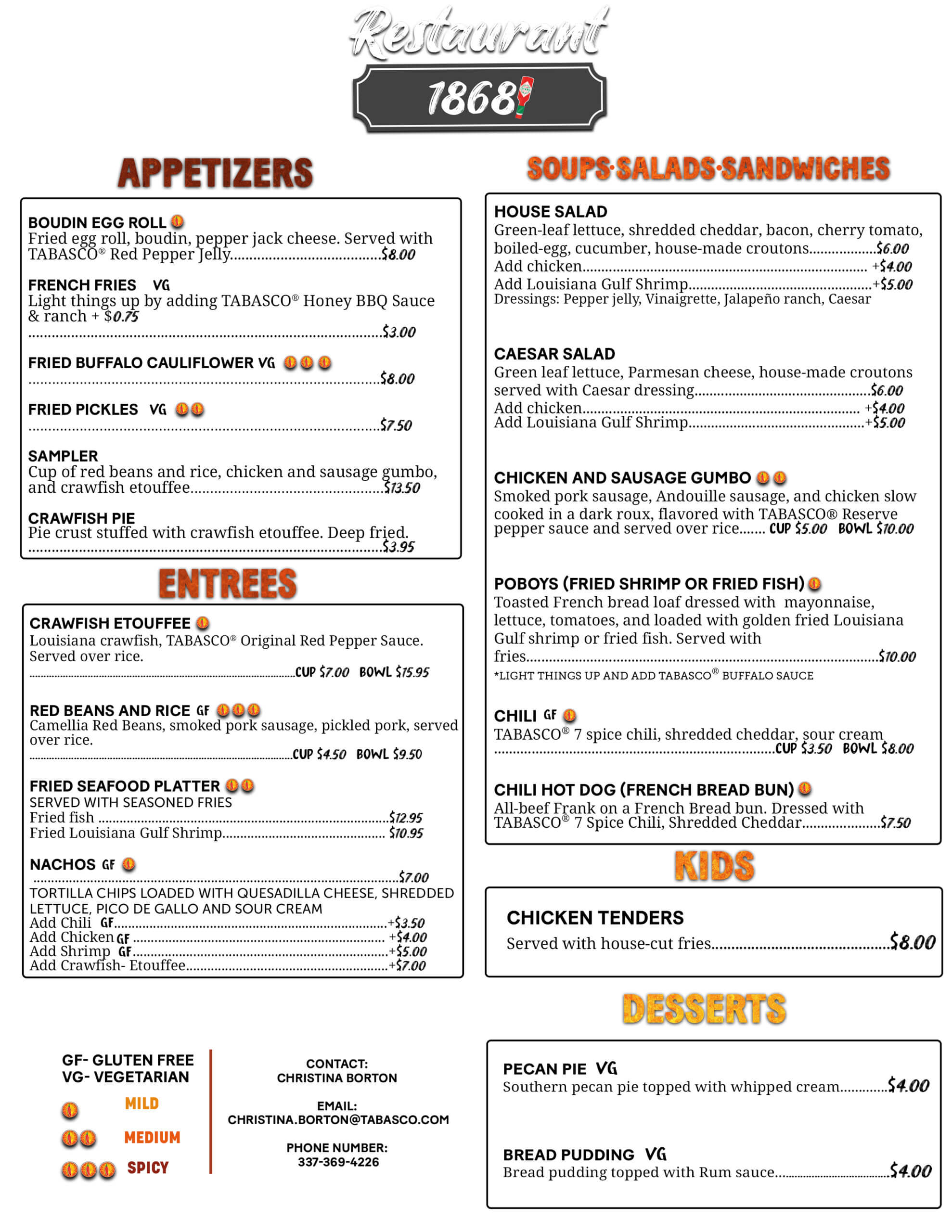 TABASCO® Restaurant 1868! TABASCO® Brand