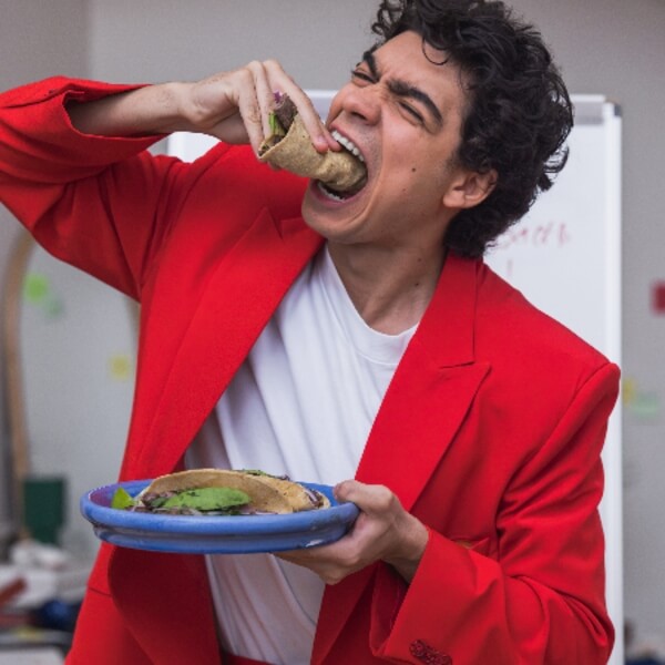 Iñaki as CHIP eating taco